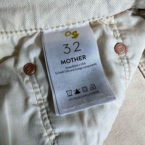 Mother The Insider Fray Hem Jeans In Chalk It Up White New Size 32 - Picture 13 of 15